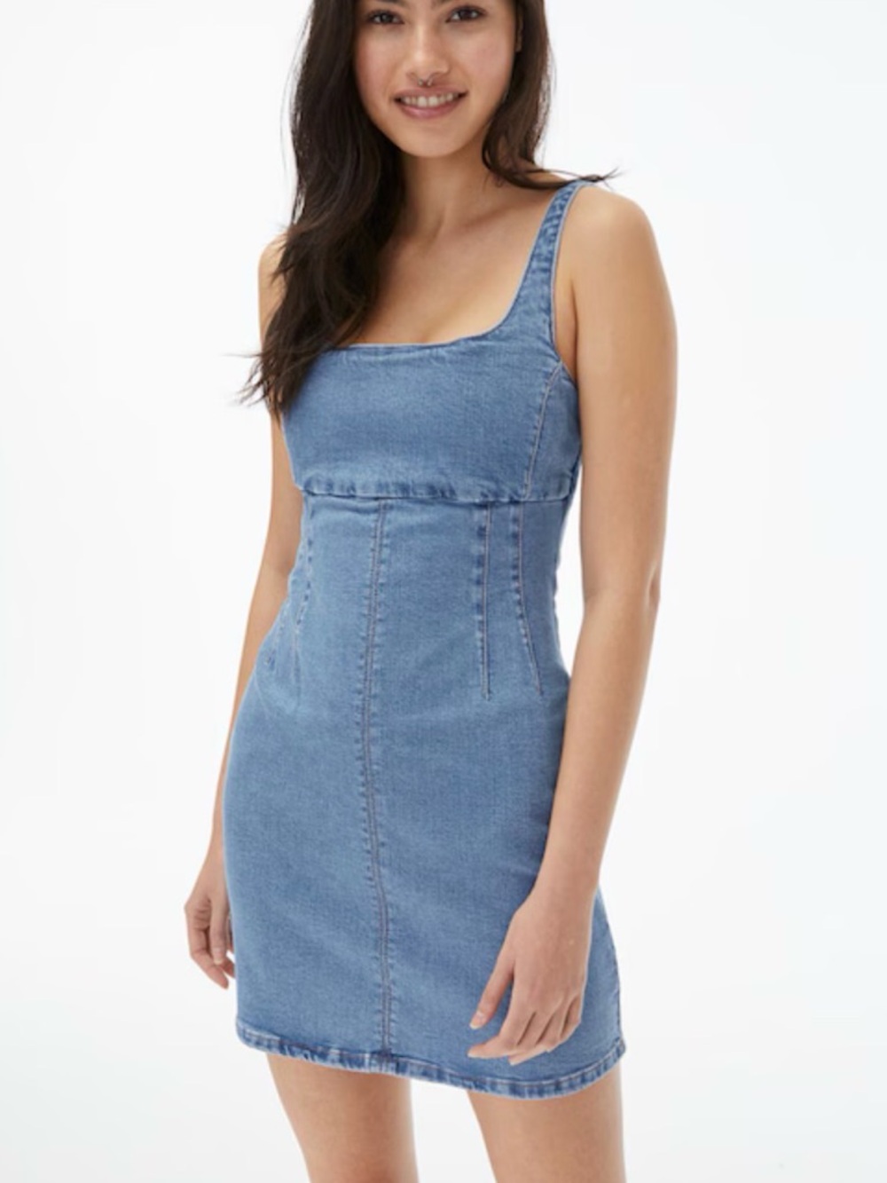 Aeropostale denim square neck body con dress